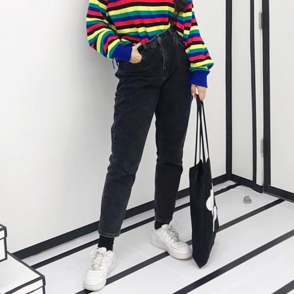 washed black mom jeans topshop